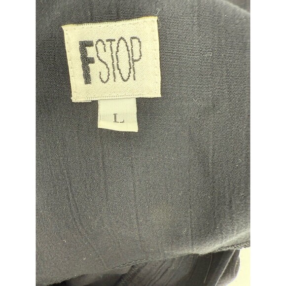 Vintage F Stop Black 2 Piece Outfit V Neck Short Sleeve Top Cropped Pants LARGE - Picture 14 of 14